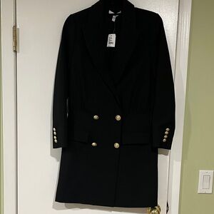Elegant Black Double-Breasted Women's dress coat